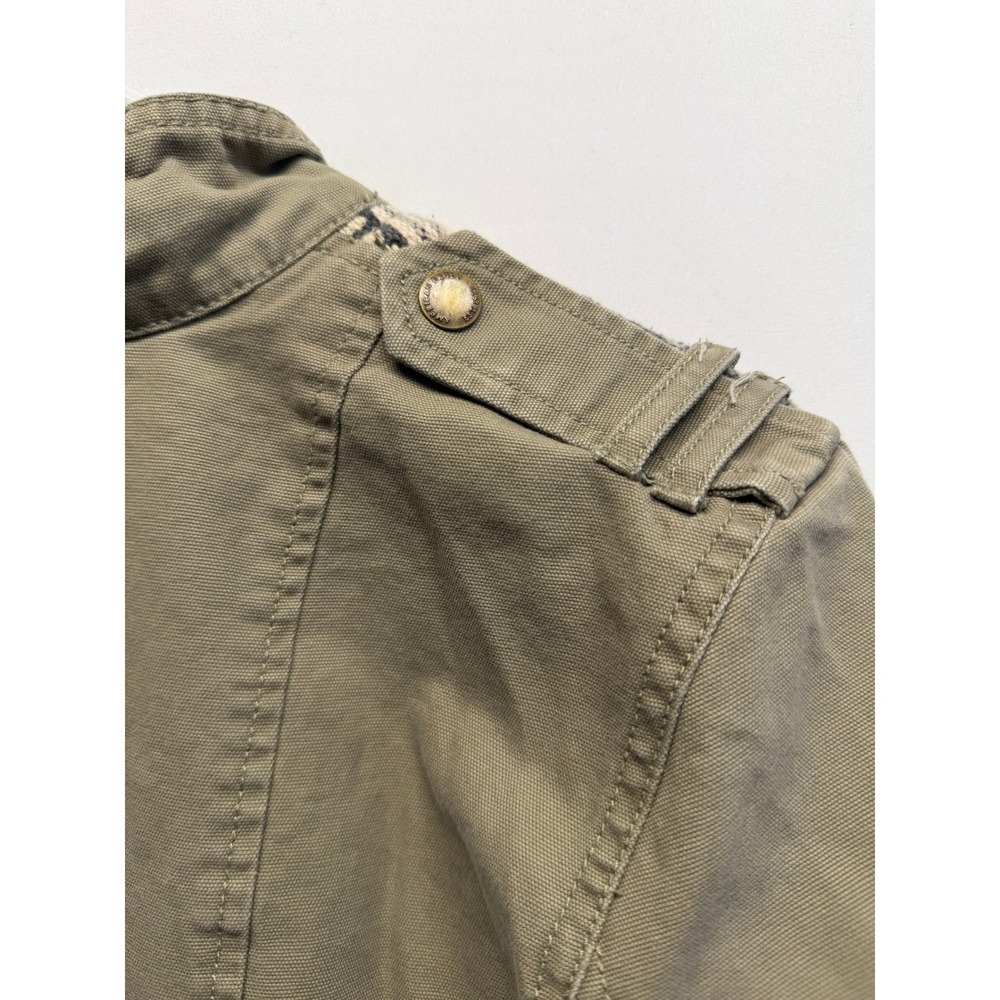 American Eagle Tribal Jacket XL Zip Front Ethnic Pattern Olive Cotton Moto - Picture 7 of 9